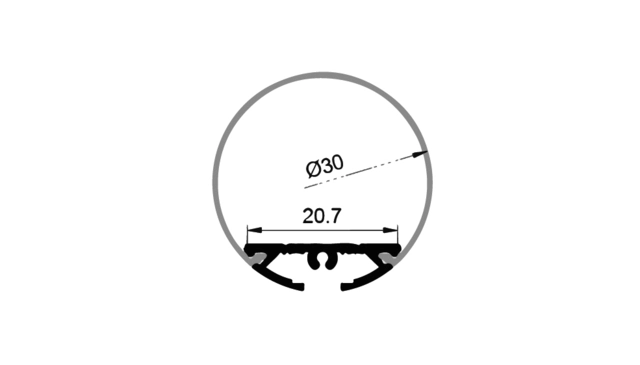 Protech Alu-profile incl. round cover 2m x Ø30 