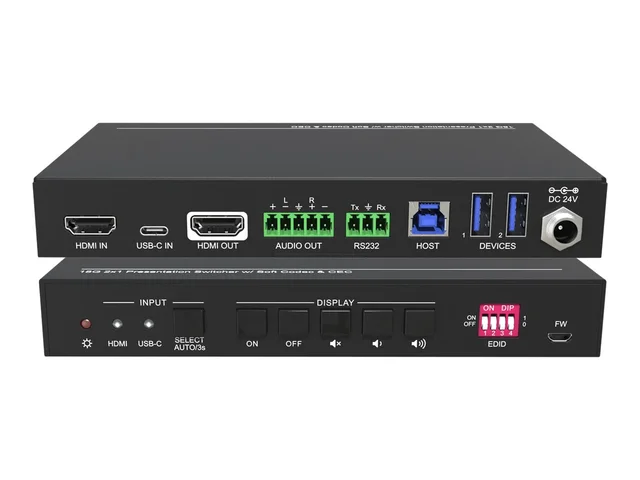 Stoltzen HERA PS21UCH Møteromsswitch USB-C & HDMI switch m/USB hub 