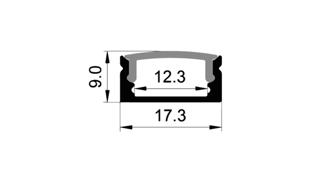 Protech Alu-profile for 12mm tape 2m, 17x09 