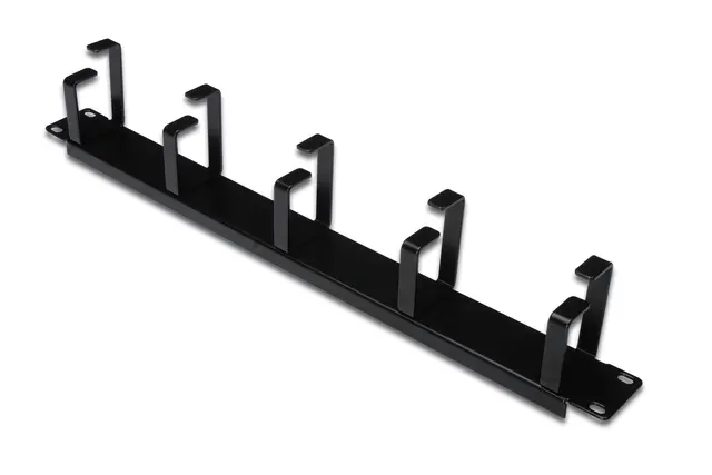 Lande 19" Kabelguide m/ringer Svart 1U m/5 horisontale kabelringer i metall 