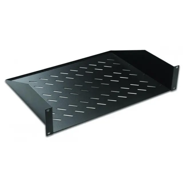 Lande 19" Fasthylle 2U D350 Feste foran | 30kg | Svart 