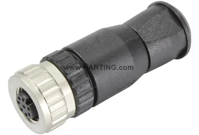 Harting M12-SCREW-8P-ACOD-F-STR Kabelplugg M12 8P Female Svart 