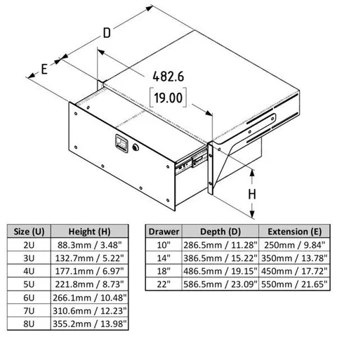 Penn 2U HeavyDuty Rack Drawer 385mm Deep 