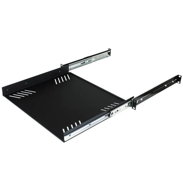 Penn 1U Sliding Rack Tray 380mm Deep Black Recommended Load Capacity 19Kg 