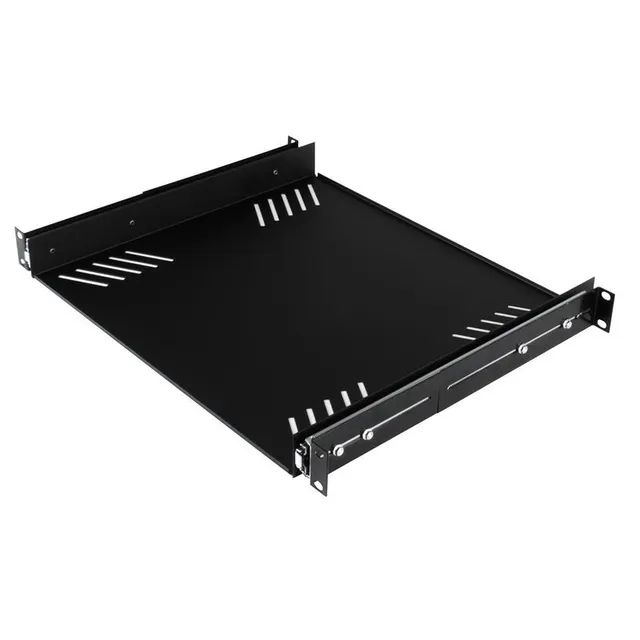 Penn 1U Sliding Rack Tray 380mm Deep Black Recommended Load Capacity 19Kg 