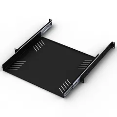 Penn 1U Sliding Rack Tray 380mm Deep Black Recommended Load Capacity 19Kg