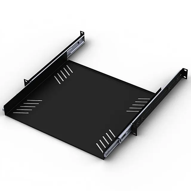 Penn 1U Sliding Rack Tray 380mm Deep Black Recommended Load Capacity 19Kg 