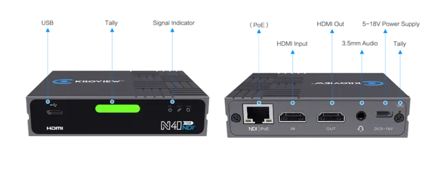 Kiloview N40 4K P60 HDMI encoder/decode Full bitrateNDI converter with Tally/POE 