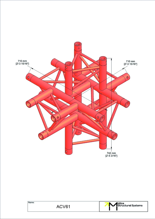 Milos M290VU Trio Heavy duty 6 way truss tee piece 