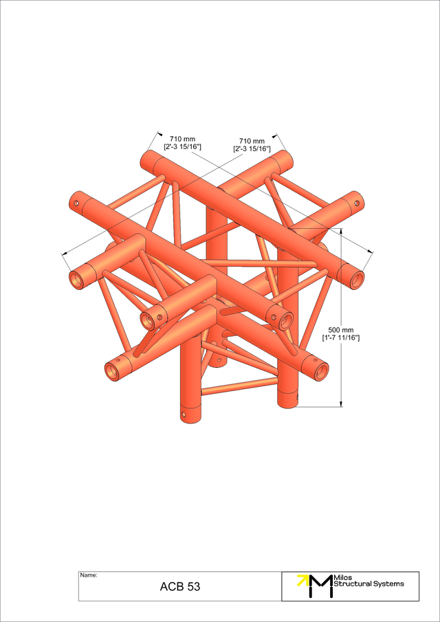Milos M290VU Trio Heavy duty Black 5 way truss cross down leg apex down 