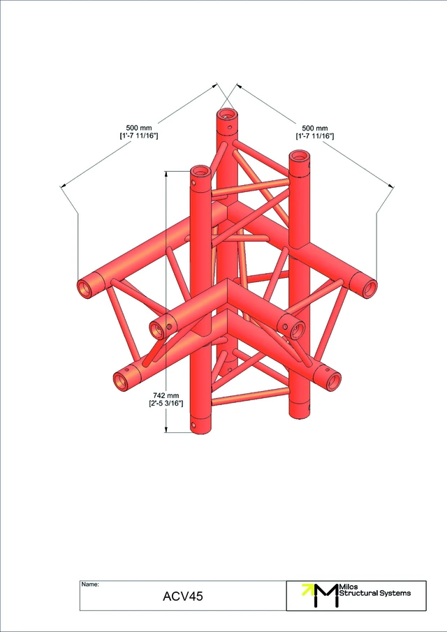 Milos M290VU Trio Heavy duty Black 4 way 90° truss corner left HD 