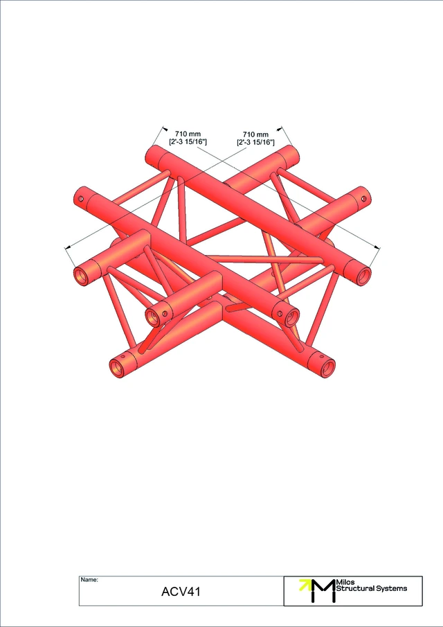 Milos M290VU Trio Heavy duty Black 4 way truss cross piece HD 