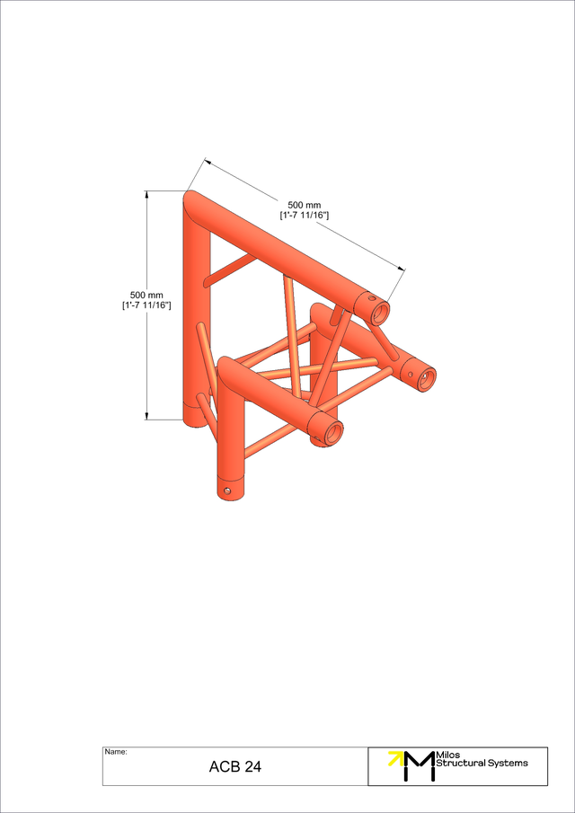 Milos M290VU Trio Heavy duty 2 way 90° truss corner apex out HD 
