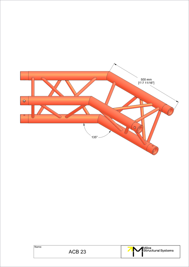 Milos M290VU Trio Heavy duty Black 2 way 135° truss corner HD 