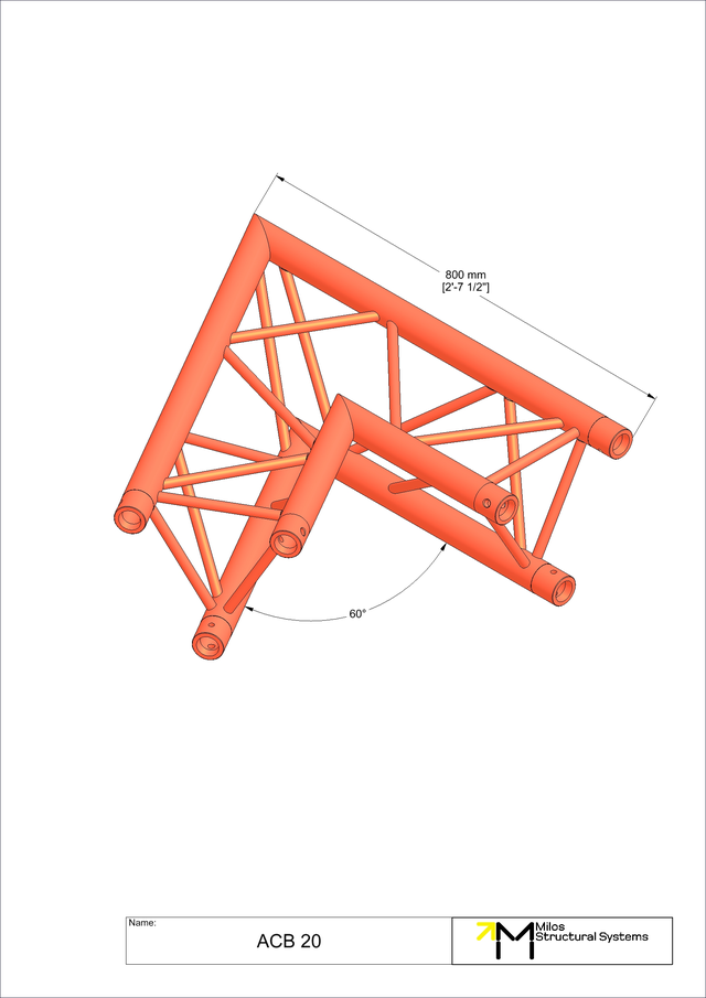 Milos M290VU Trio Heavy duty 2 way 60° truss corner HD 