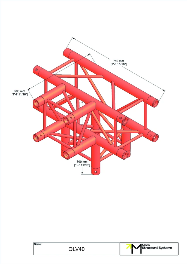 Milos M290VU Quatro Heavy duty black 4way truss tee piece leg down HD 