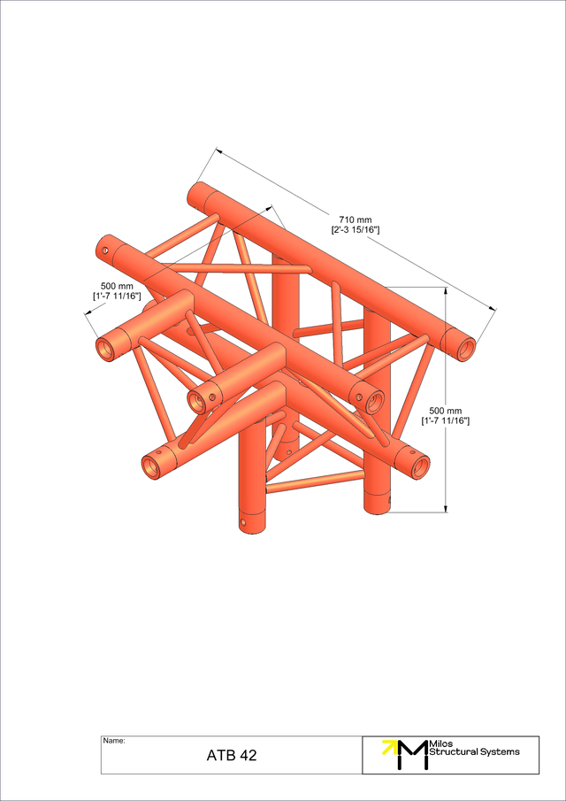 Milos M290U Trio Regular 4 way truss tee piece apex down 