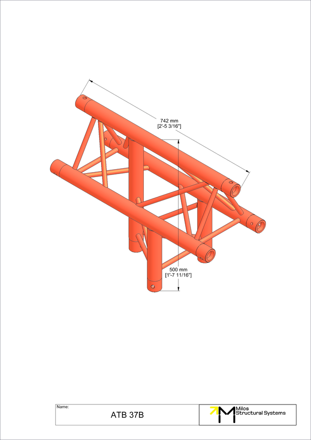 Milos M290U Trio Regular 3 way vertical truss tee piece apex up 