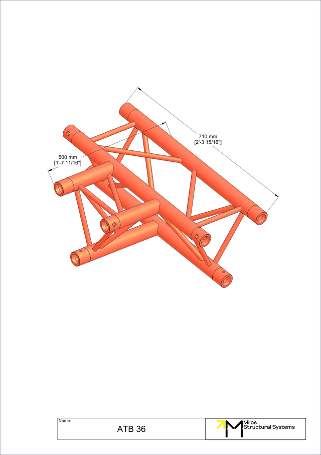 Milos M290U Trio Regular 3 way horizontal truss tee piece 