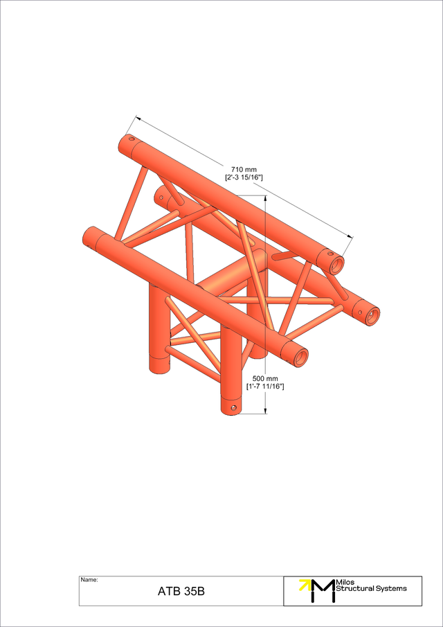 Milos M290U Trio Regular Black 3 way vertical truss tee apex up 