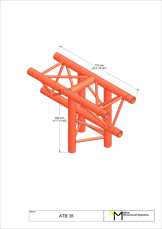 Milos M290U Trio Regular Black 3 way vertical truss tee apex down 