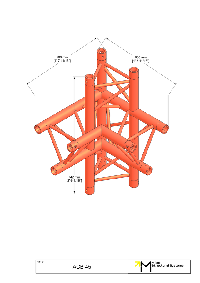 Milos M290U Trio Regular Black 4 way 90° truss corner left 