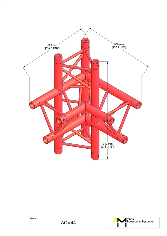 Milos M290U Trio Regular 4 way 90° truss corner right 