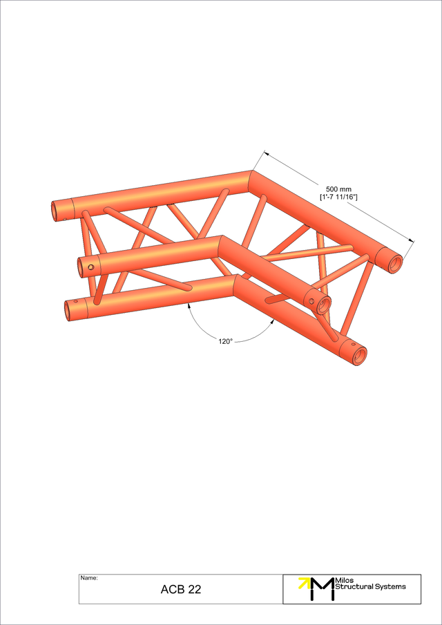 Milos M290U Trio Regular 2 way 120° truss corner 