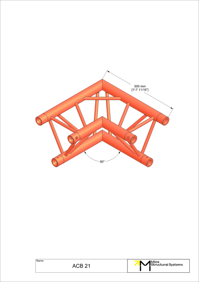 Milos M290U Trio Regular Black 2 way 90° truss corner 