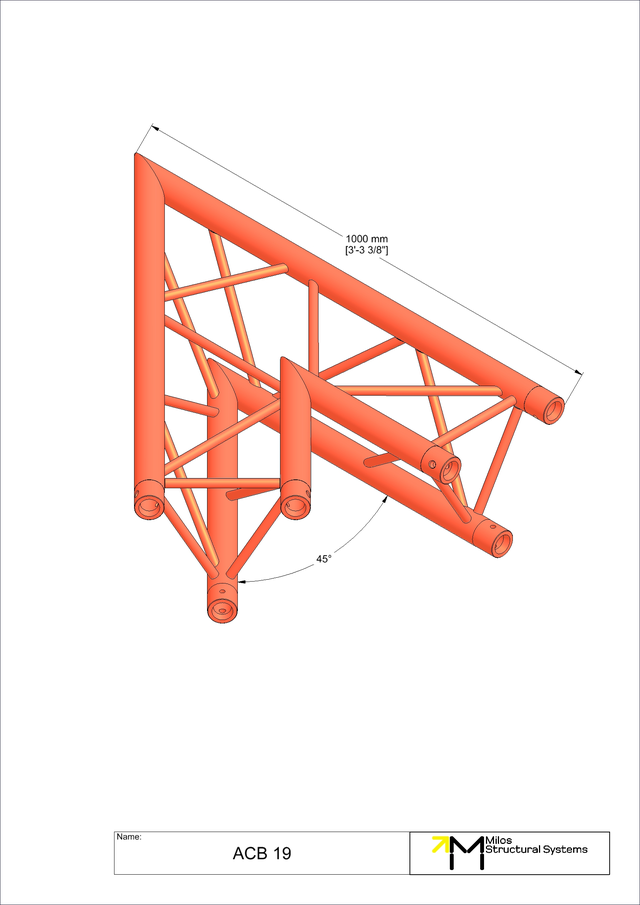Milos M290U Trio Regular Black 2 way 45° truss corner 