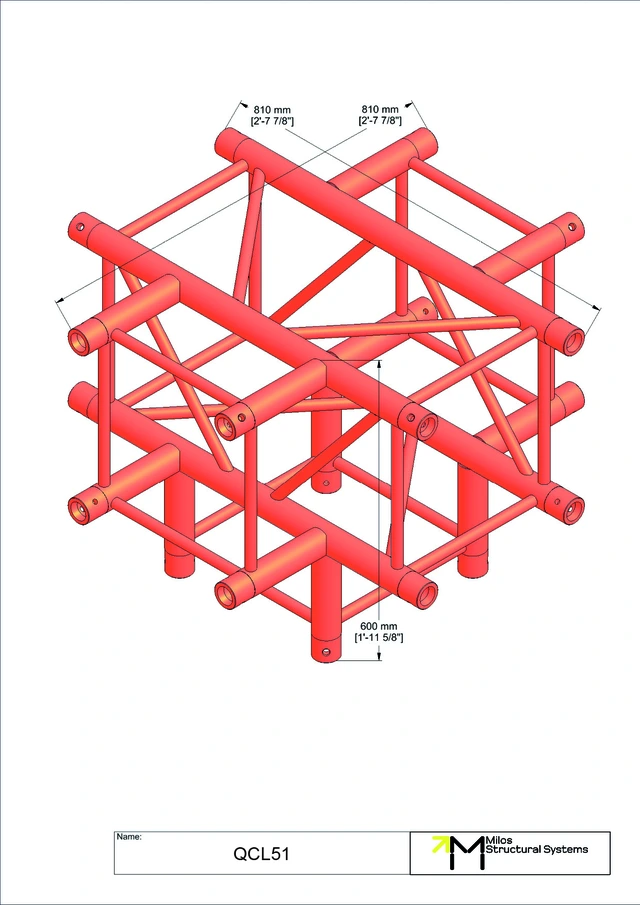 Milos M390L Quatro Heavy duty 5 way cross piece truss corner down leg 
