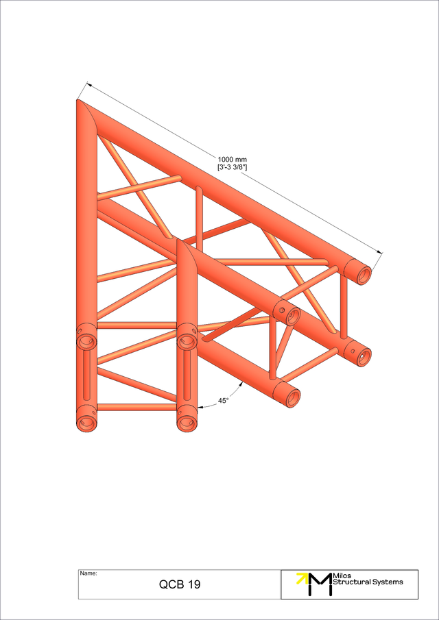 Milos M390L Quatro Heavy duty 2 way 45° truss corner HD 
