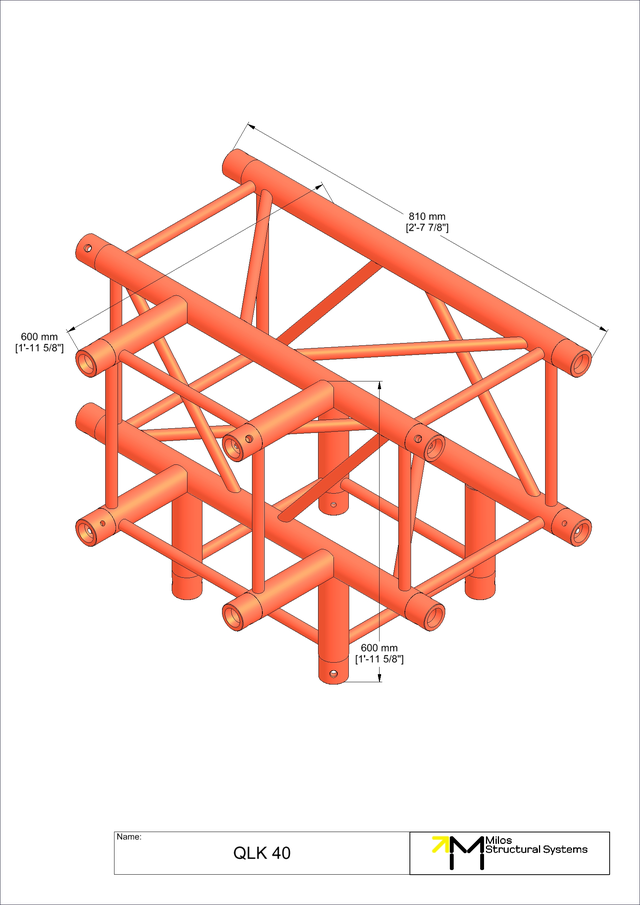 Milos M290U Quatro Regular 4way truss tee piece leg down 