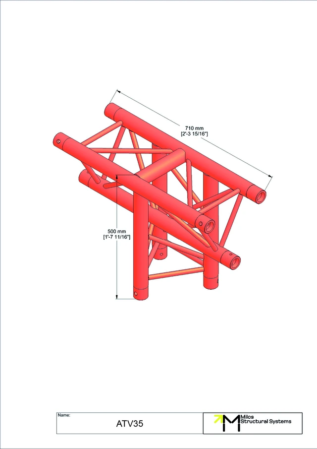 Milos M290VU Trio Heavy duty 3 way vertical truss tee apex down HD 