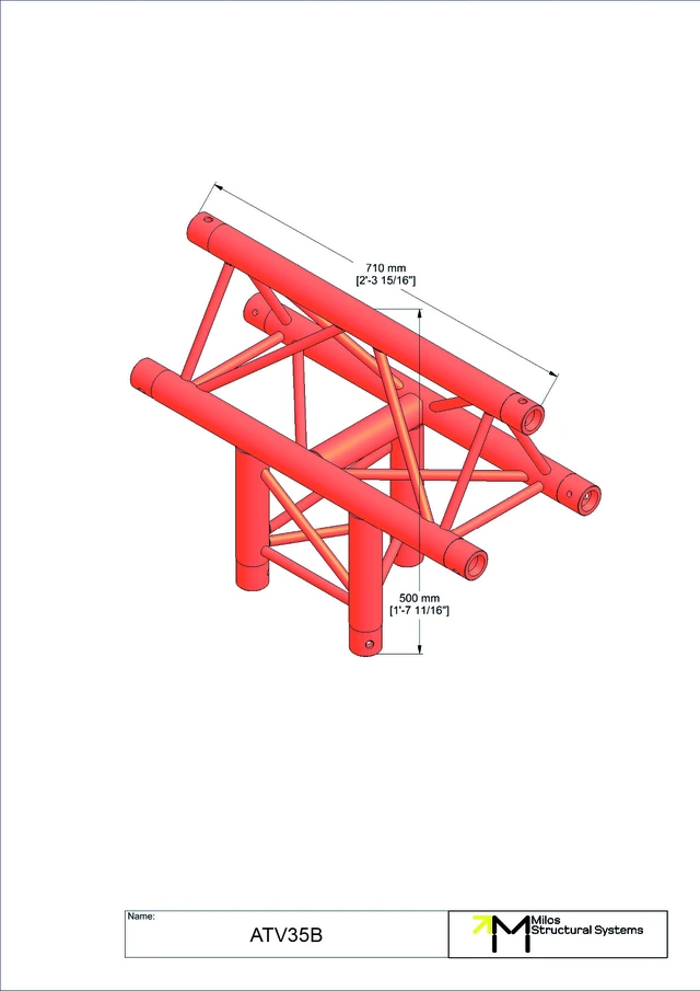 Milos M290VU Trio Heavy duty 3 way vertical truss tee apex up HD 