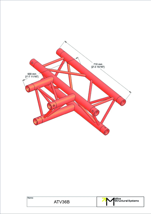 Milos M290VU Trio Heavy duty 3 way horizontal truss tee piece HD 