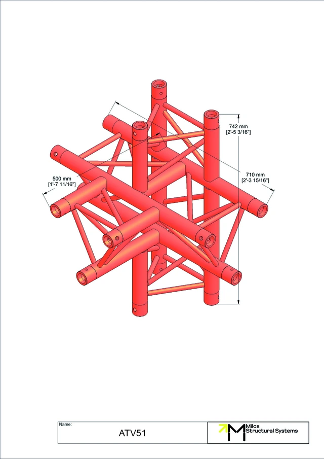 Milos M290VU Trio Heavy duty 5 way truss tee piece HD 