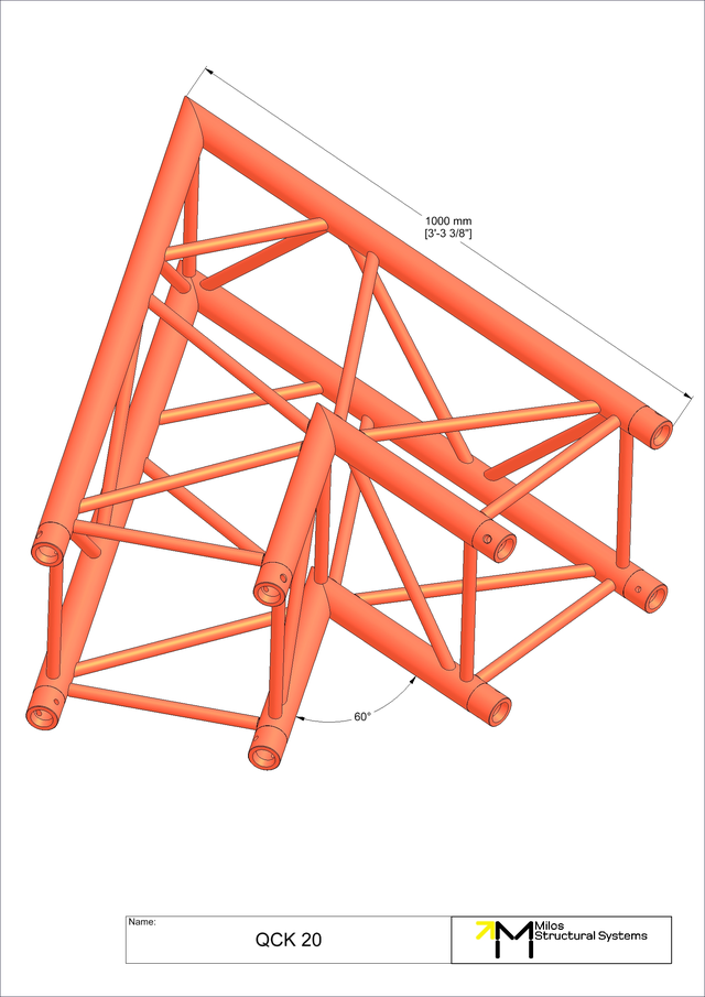 Milos M390L Quatro Heavy duty 2 way 60° truss corner HD 
