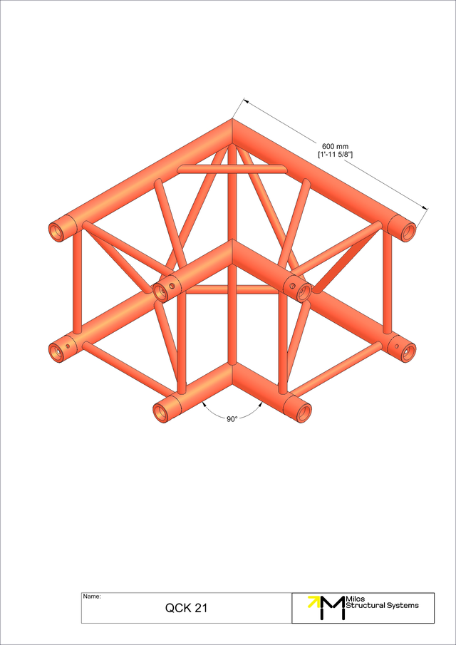 Milos M290U Quatro Regular 2 way 90° truss corner 