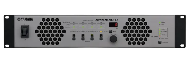 Yamaha XMV4140D 4ch forsterker Dante. 4x140W 8O/4O, 4 x 125W  100V/70V. 