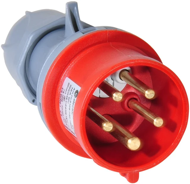 Støpsel 16A 400V 3+N+J 214-6 Rød IP44 Fasevender 