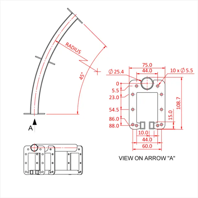 Doughty T63737 Sixtrack 45° Curves 1 m x 45° 