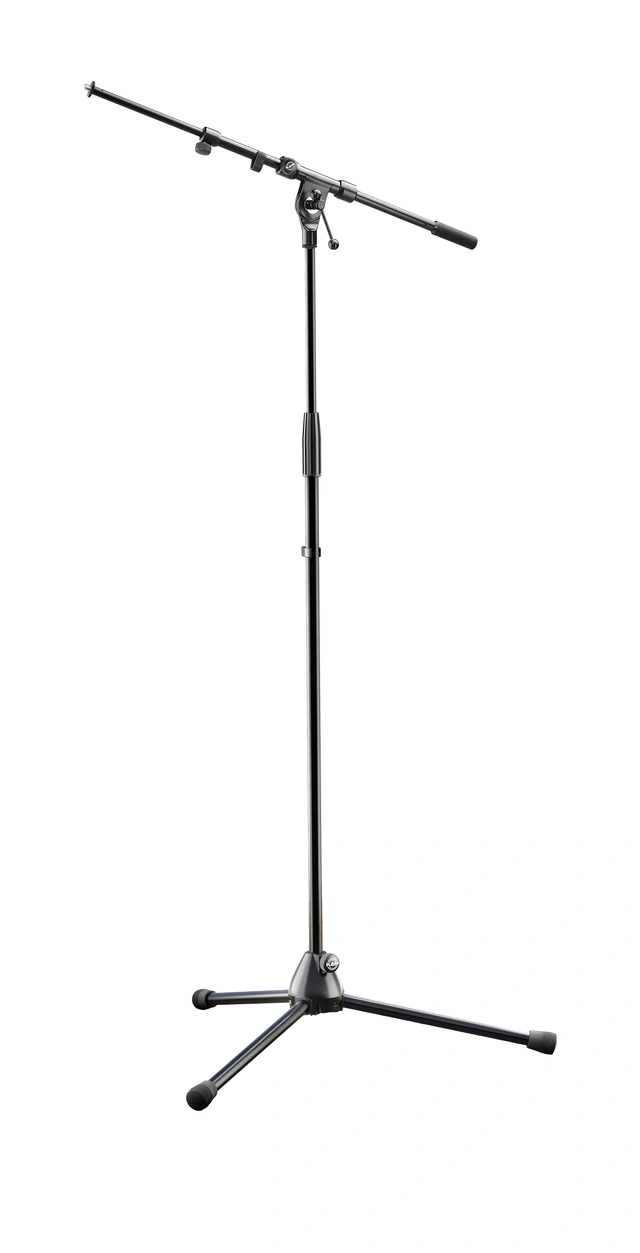 K&M 210/9 Mikrofonstativ m/galge lang teleskopboom, lange ben, sort 