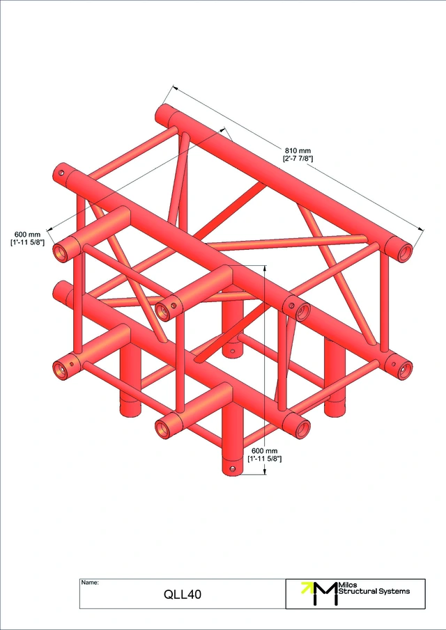 Milos M390L Quatro Heavy duty 4 way t-piece truss corner leg down HD 