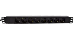 LinkIT 19" Strømskinne 8xCEE 7/4 3m 1U, u/bryter, 16A, 3600W, 3 meter kab.