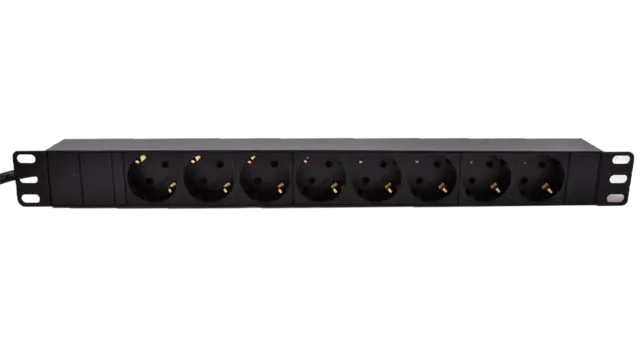 LinkIT 19" Strømskinne 8xCEE 7/4 3m 1U, u/bryter, 16A, 3600W, 3 meter kab. 