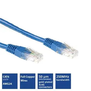 ACT Cat6 UTP 5m Blå Nettverkskabel 250MHz 24AWG 