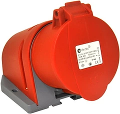 Stikkontakt, 32A, 3P+N+J, 6H, 400V, IP44 Påvegg