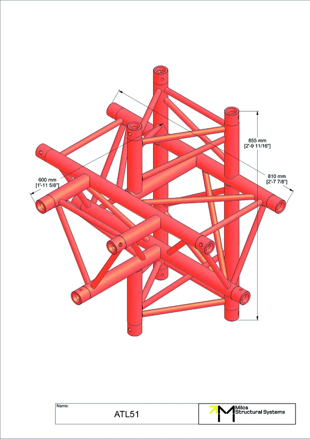 Milos M390L Trio Heavy duty 5 way t-piece truss corner HD 