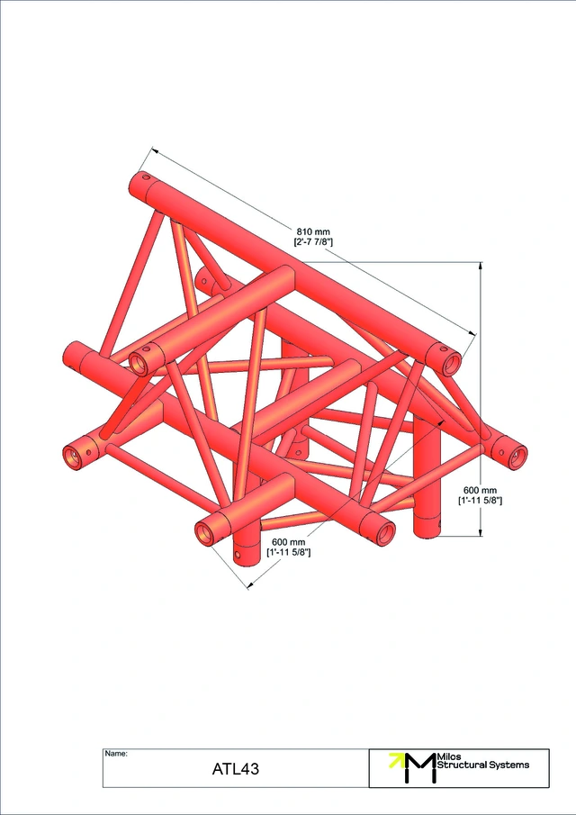 Milos M390L Trio Heavy duty 4 way t-piece truss corner apex up HD 